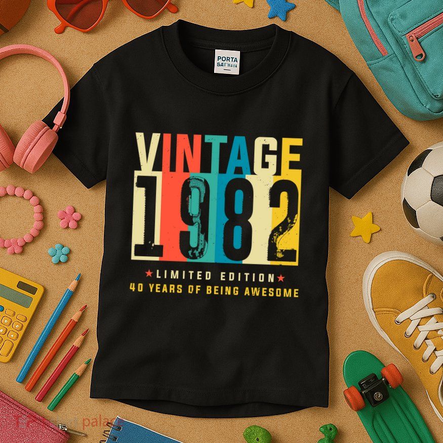 Retro Vintage 40th Birthday Legendary Since 1982 Kids T-Shirt