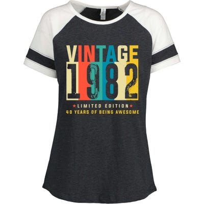 Retro Vintage 40th Birthday Legendary Since 1982 Enza Ladies Jersey Colorblock Tee