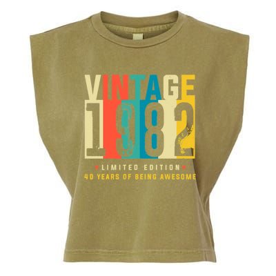 Retro Vintage 40th Birthday Legendary Since 1982 Garment-Dyed Women's Muscle Tee