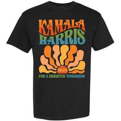 Retro Vintage 60s Sun Floral Kamala Harris 2024 For A Brighter Tomorrow Garment-Dyed Heavyweight T-Shirt