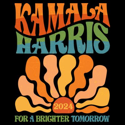 Retro Vintage 60s Sun Floral Kamala Harris 2024 For A Brighter Tomorrow T-Shirt