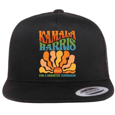 Retro Vintage 60s Sun Floral Kamala Harris 2024 For A Brighter Tomorrow Flatbill Hat