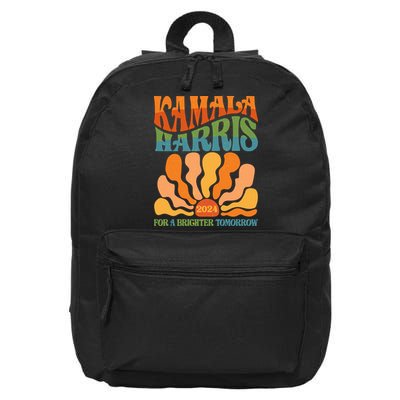Retro Vintage 60s Sun Floral Kamala Harris 2024 For A Brighter Tomorrow 16 in Basic Backpack