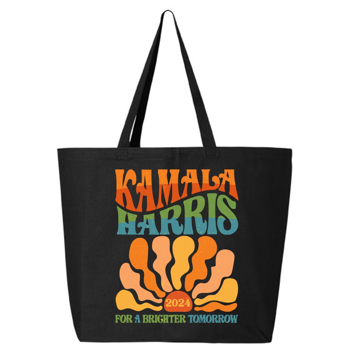 Retro Vintage 60s Sun Floral Kamala Harris 2024 For A Brighter Tomorrow 25L Jumbo Tote