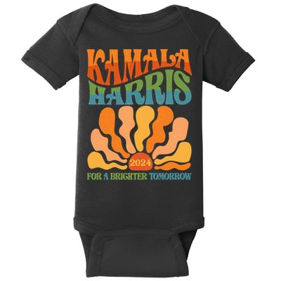 Retro Vintage 60s Sun Floral Kamala Harris 2024 For A Brighter Tomorrow Baby Bodysuit