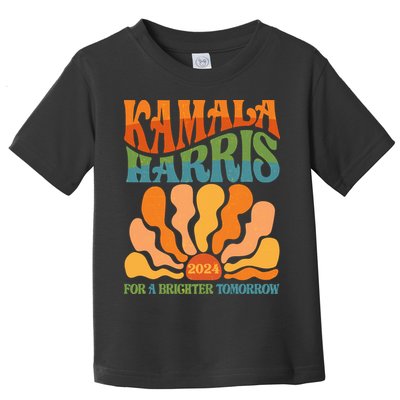 Retro Vintage 60s Sun Floral Kamala Harris 2024 For A Brighter Tomorrow Toddler T-Shirt