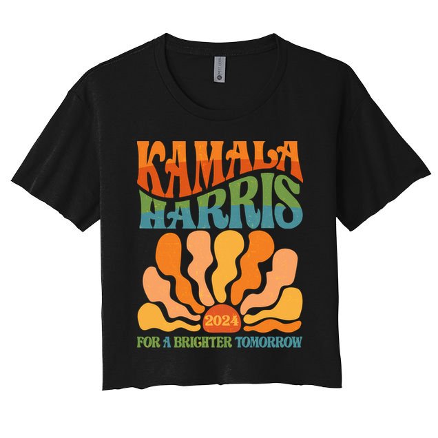 Retro Vintage 60s Sun Floral Kamala Harris 2024 For A Brighter Tomorrow Crop Top