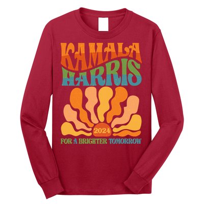 Retro Vintage 60s Sun Floral Kamala Harris 2024 For A Brighter Tomorrow Long Sleeve Shirt