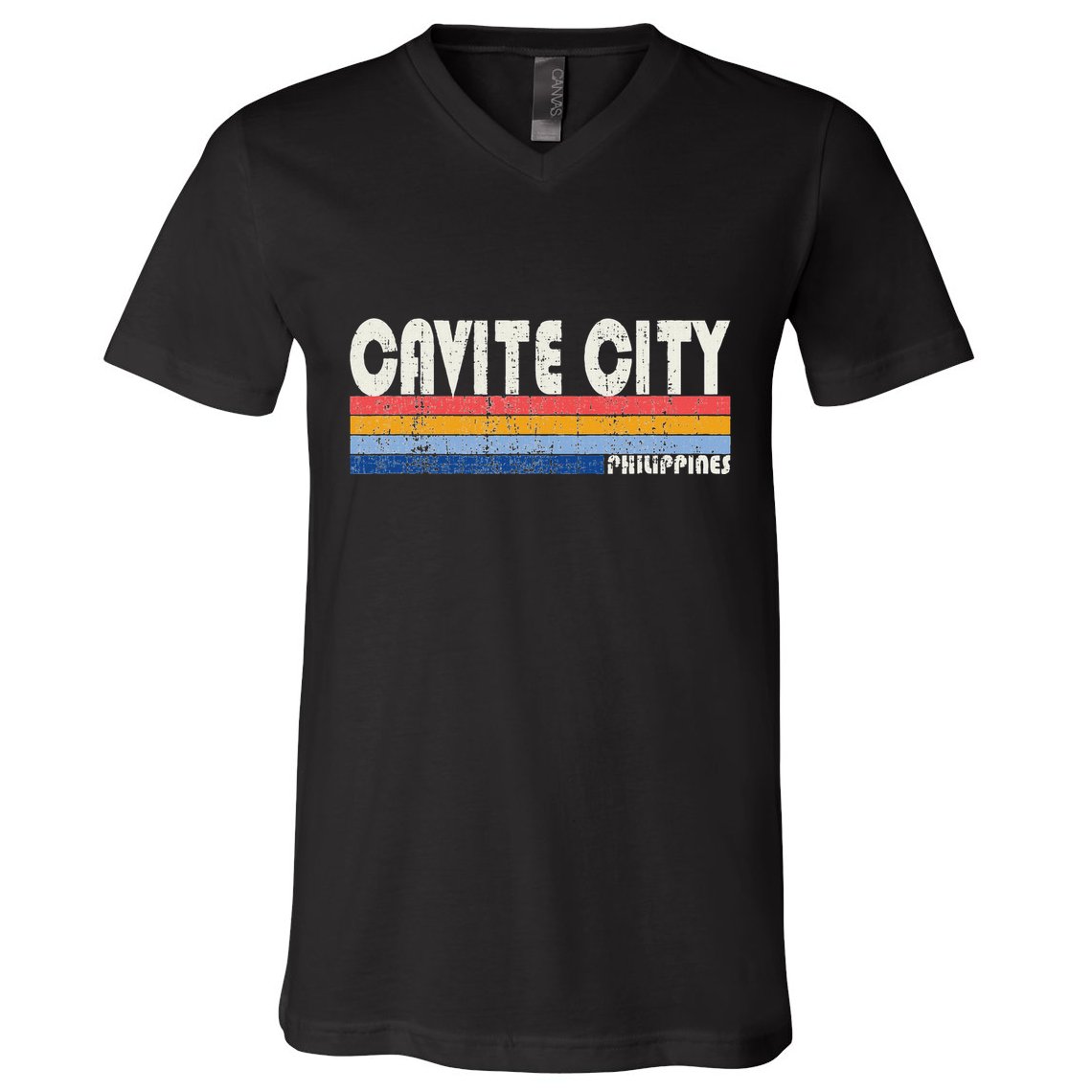 Retro Vintage 70s 80s Style Cavite City Philippines V-Neck T-Shirt