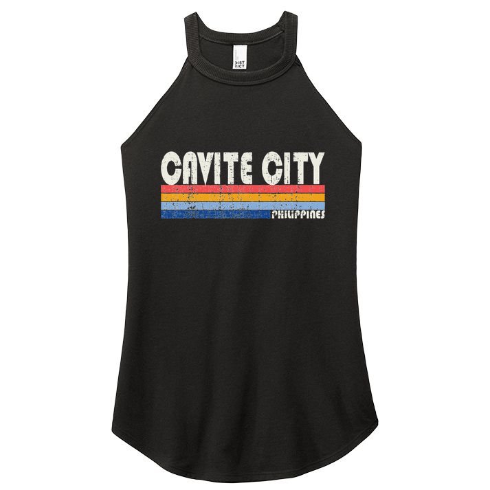 Retro Vintage 70s 80s Style Cavite City Philippines Women's Perfect Tri Rocker Tank