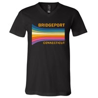 Retro Vintage 70s Bridgeport Connecticut V-Neck T-Shirt