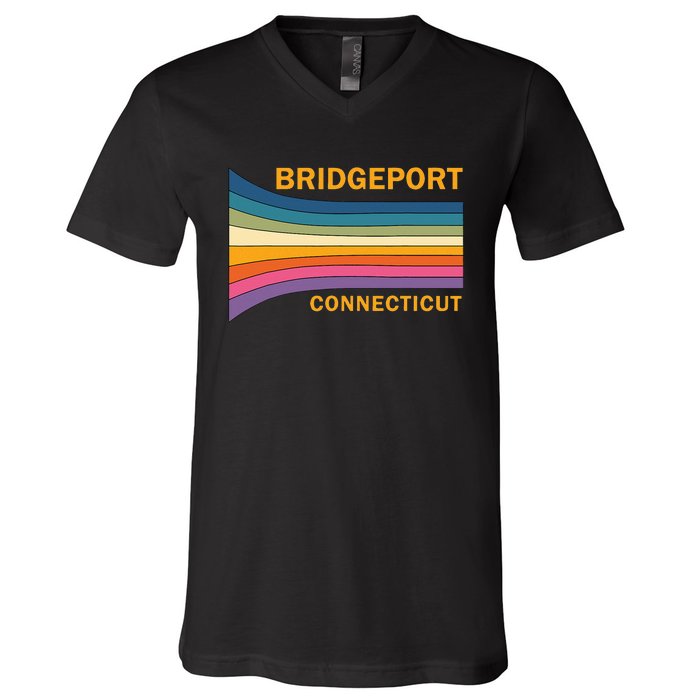 Retro Vintage 70s Bridgeport Connecticut V-Neck T-Shirt