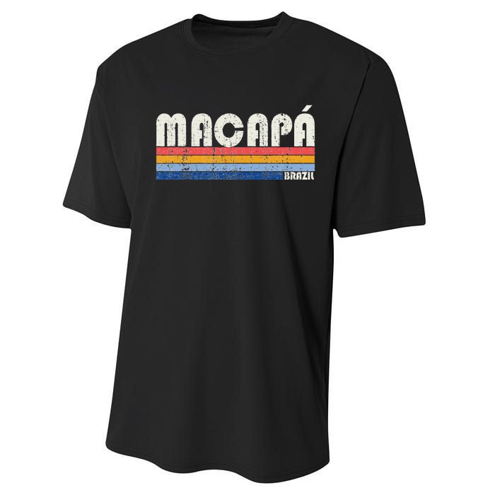 Retro Vintage 70s 80s Style Macapá Brazil Performance Sprint T-Shirt