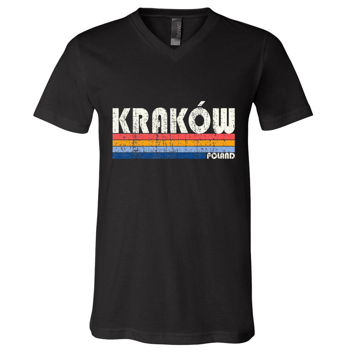 Retro Vintage 70s 80s Style KrakóW Poland V-Neck T-Shirt