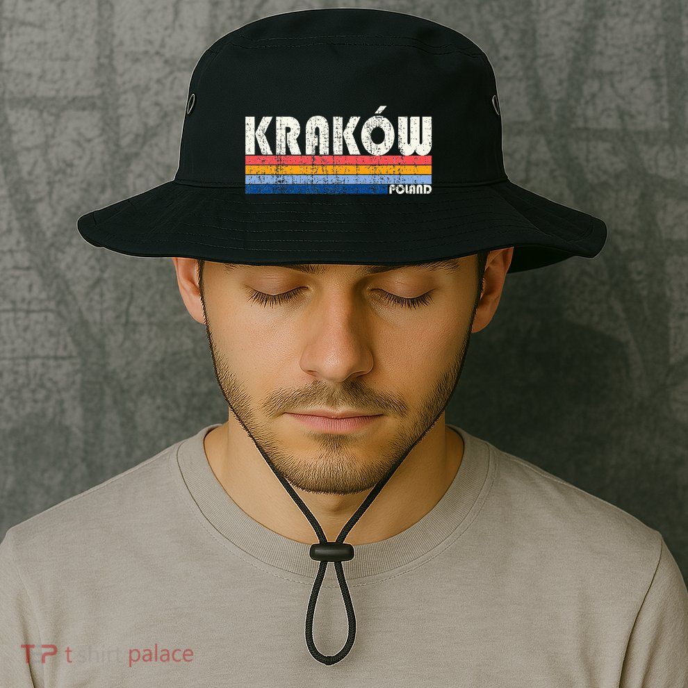 Retro Vintage 70s 80s Style KrakóW Poland Bucket Hat