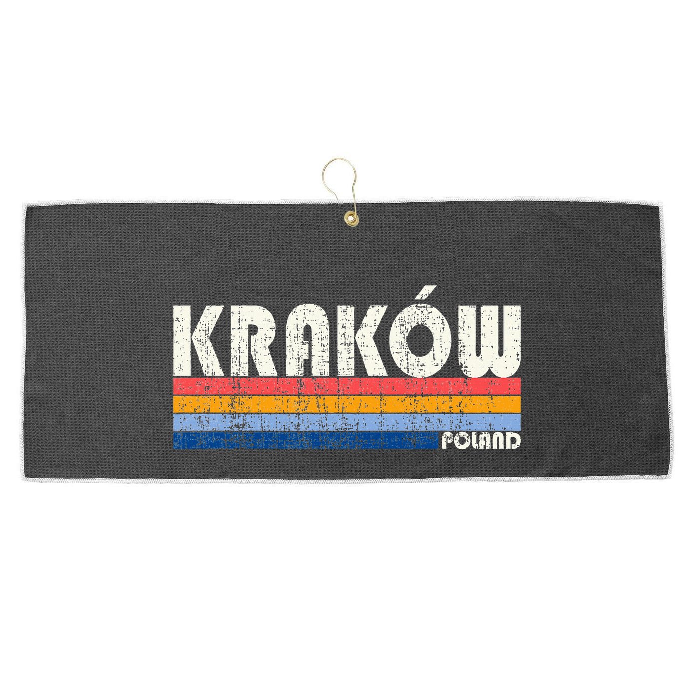 Retro Vintage 70s 80s Style KrakóW Poland Large Microfiber Waffle Golf Towel
