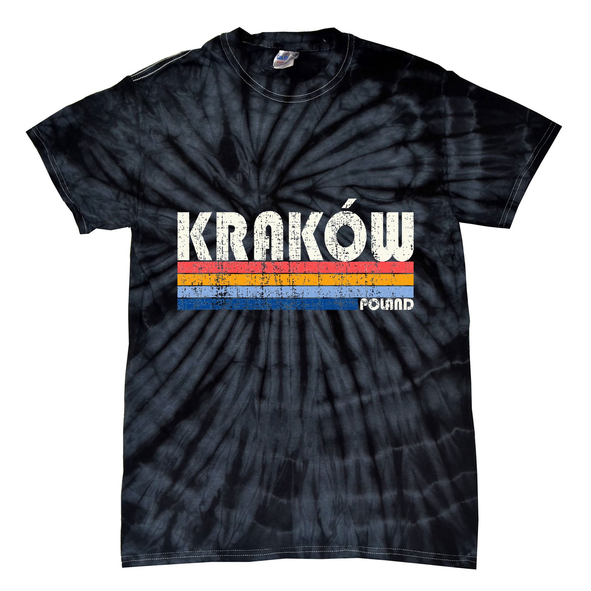 Retro Vintage 70s 80s Style KrakóW Poland Tie-Dye T-Shirt