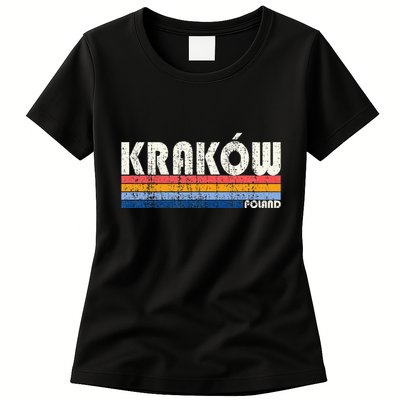 Retro Vintage 70s 80s Style KrakóW Poland Womens T-Shirt