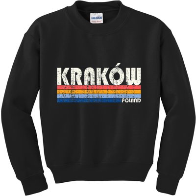 Retro Vintage 70s 80s Style KrakóW Poland Kids Sweatshirt