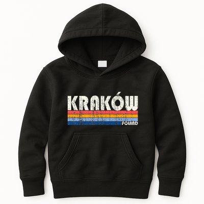 Retro Vintage 70s 80s Style KrakóW Poland Kids Hoodie