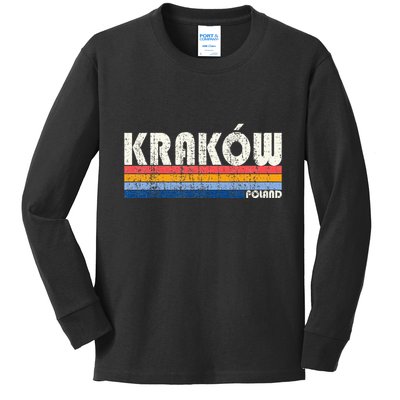 Retro Vintage 70s 80s Style KrakóW Poland Kids Long Sleeve Shirt