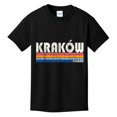 Retro Vintage 70s 80s Style KrakóW Poland Kids T-Shirt