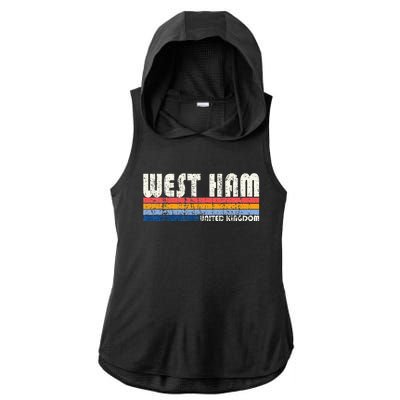 Retro Vintage 70s 80s Style West Ham United Kingdom Ladies PosiCharge Tri-Blend Wicking Draft Hoodie Tank