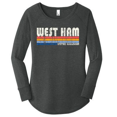 Retro Vintage 70s 80s Style West Ham United Kingdom Women's Perfect Tri Tunic Long Sleeve Shirt