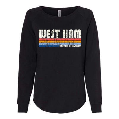 Retro Vintage 70s 80s Style West Ham United Kingdom Womens California Wash Sweatshirt