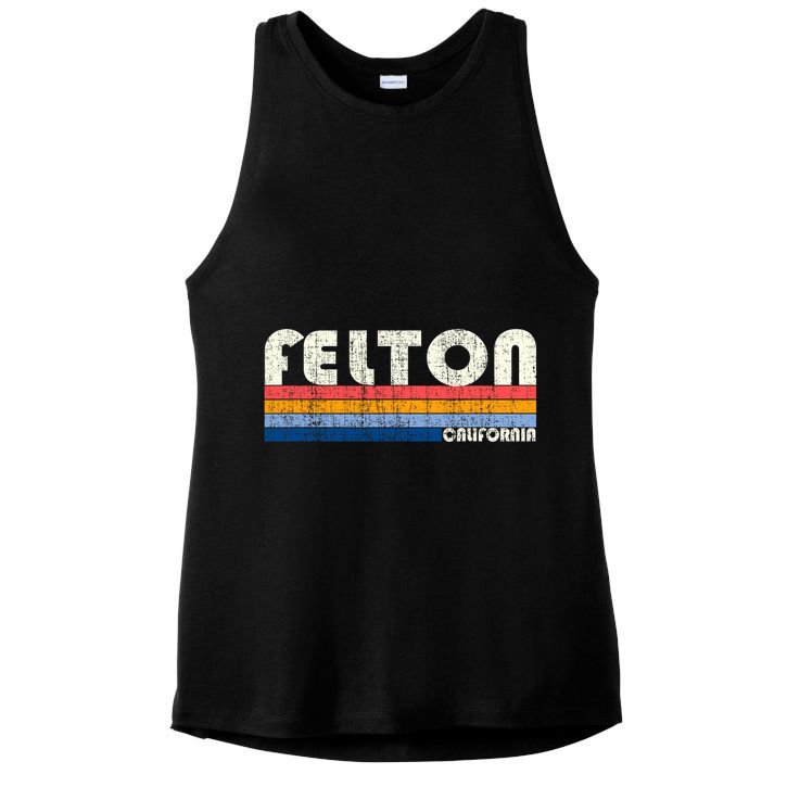 Retro Vintage 70s 80s Style Felton Ca Ladies PosiCharge Tri-Blend Wicking Tank