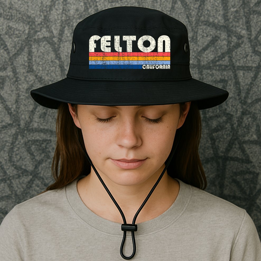 Retro Vintage 70s 80s Style Felton Ca Bucket Hat