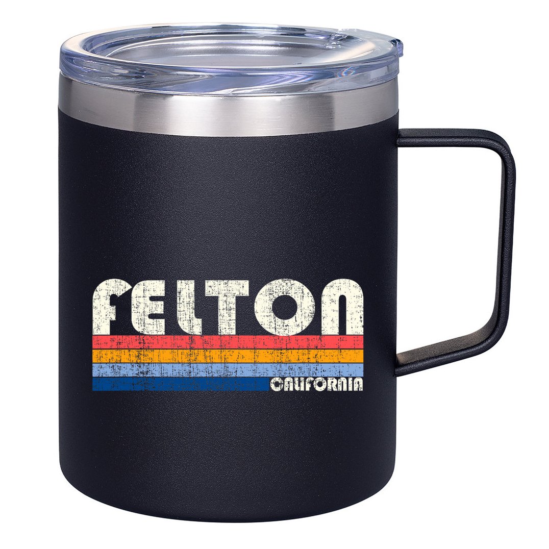 Retro Vintage 70s 80s Style Felton Ca 12oz Stainless Steel Coffee Mug