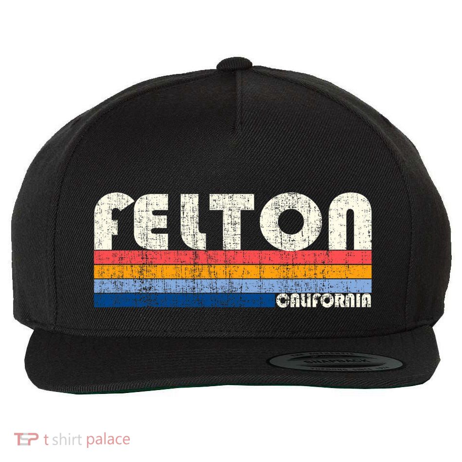Retro Vintage 70s 80s Style Felton Ca Wool Snapback Cap