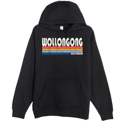 Retro Vintage 70s 80s Style Wollongong Australia Premium Pullover Hoodie