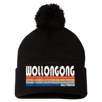 Retro Vintage 70s 80s Style Wollongong Australia Pom Pom 12in Knit Beanie