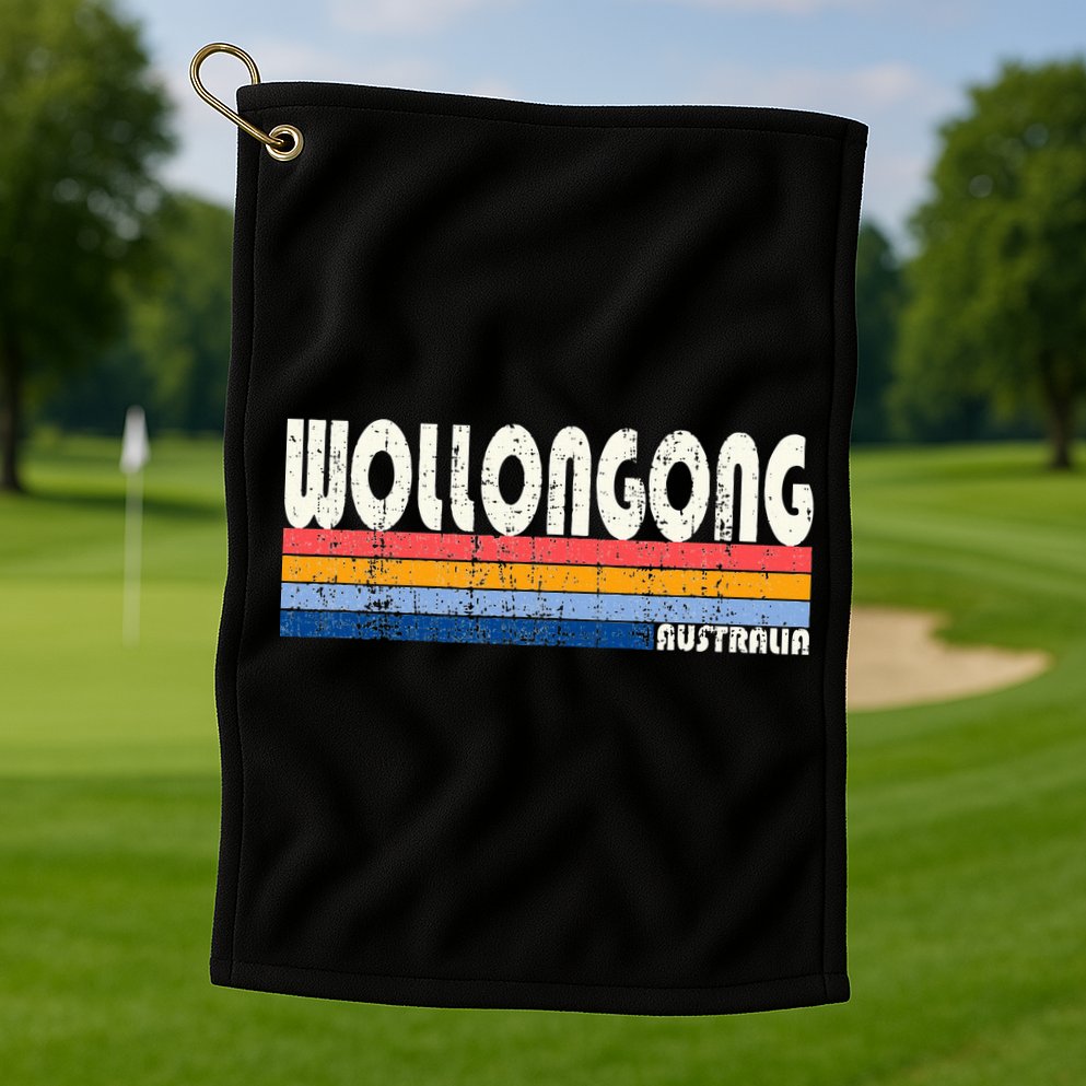 Retro Vintage 70s 80s Style Wollongong Australia Golf Towel
