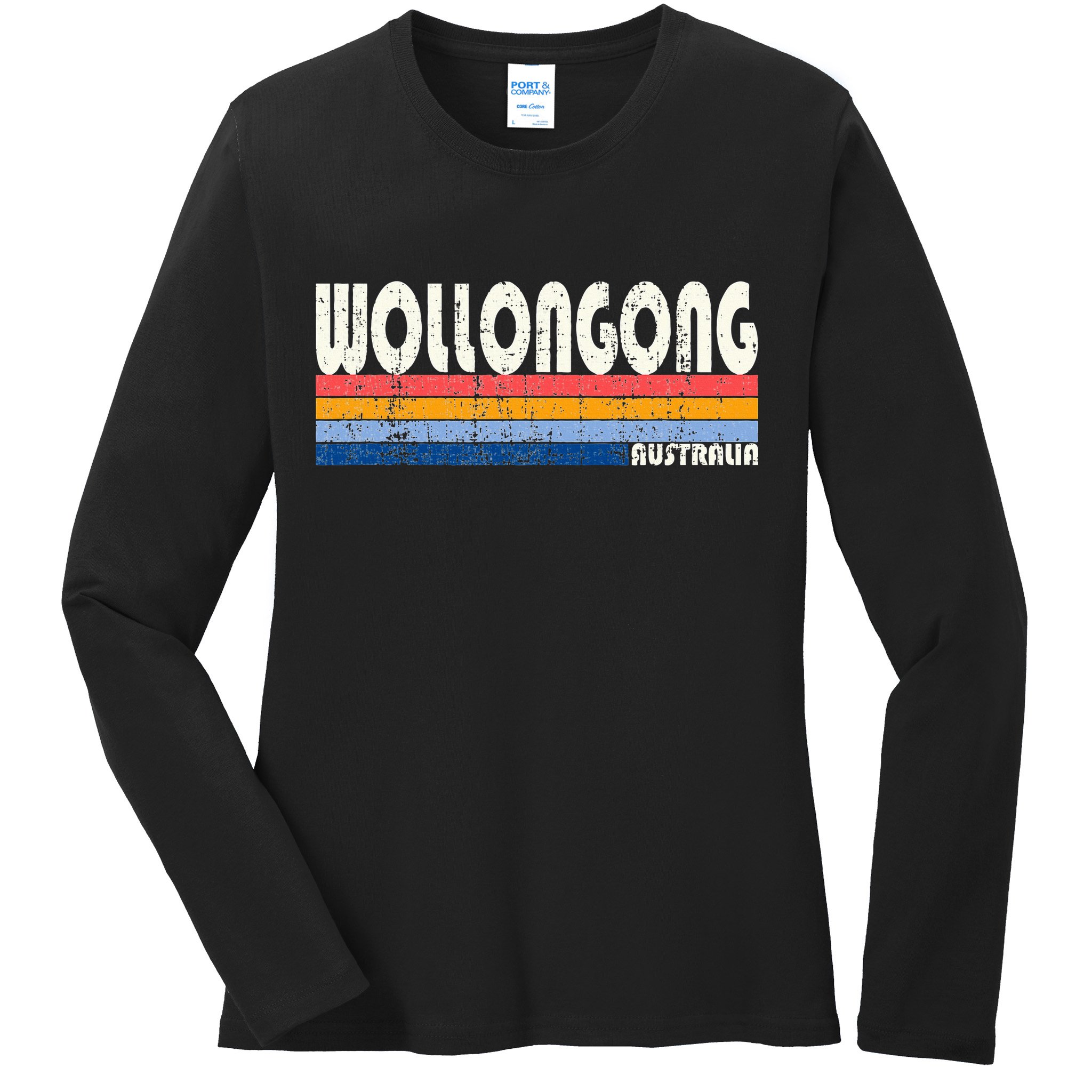 Retro Vintage 70s 80s Style Wollongong Australia Ladies Long Sleeve Shirt
