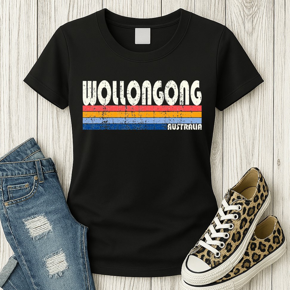 Retro Vintage 70s 80s Style Wollongong Australia Womens T-Shirt