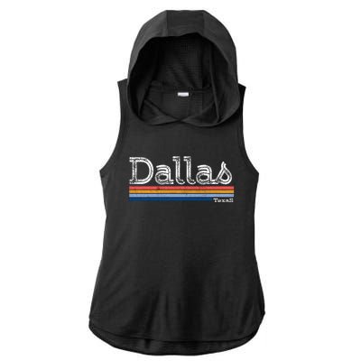 Retro Vintage 80s Style Dallas Texas Logo Ladies PosiCharge Tri-Blend Wicking Draft Hoodie Tank