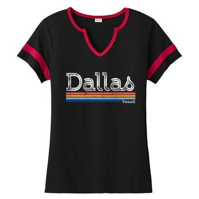 Retro Vintage 80s Style Dallas Texas Logo Ladies Halftime Notch Neck Tee