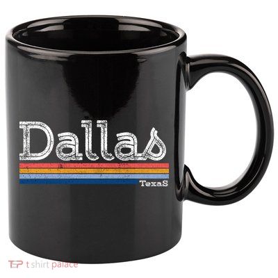 Retro Vintage 80s Style Dallas Texas Logo 11oz C Handle Ceramic Mug