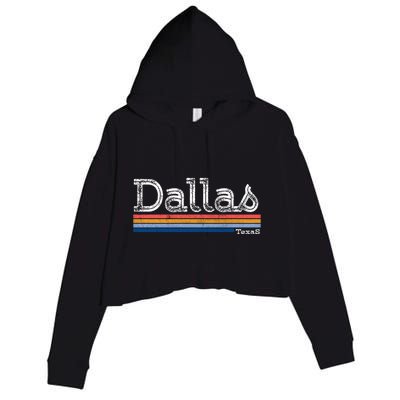 Retro Vintage 80s Style Dallas Texas Logo Crop Fleece Hoodie