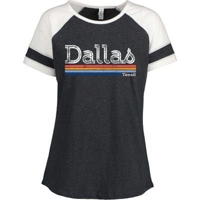 Retro Vintage 80s Style Dallas Texas Logo Enza Ladies Jersey Colorblock Tee