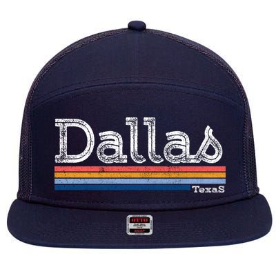 Retro Vintage 80s Style Dallas Texas Logo 7 Panel Mesh Trucker Snapback Hat