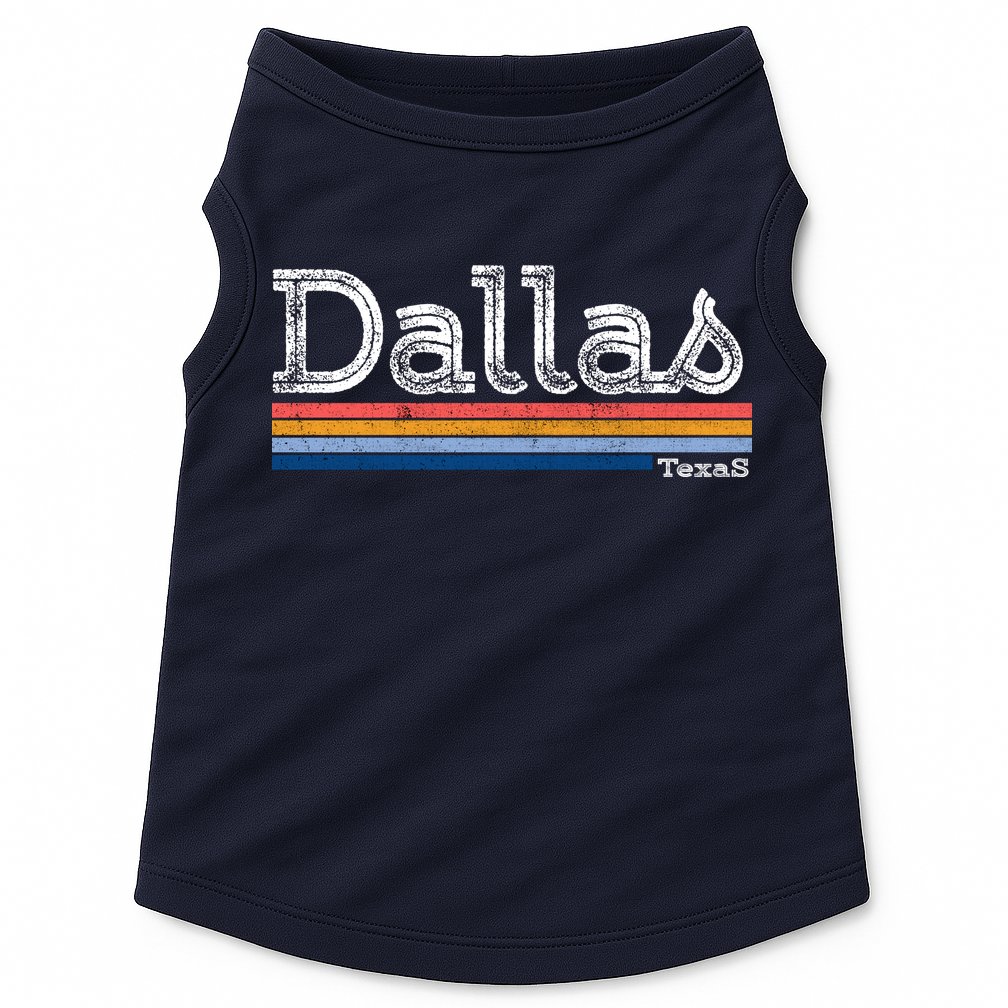 Retro Vintage 80s Style Dallas Texas Logo Doggie Tank