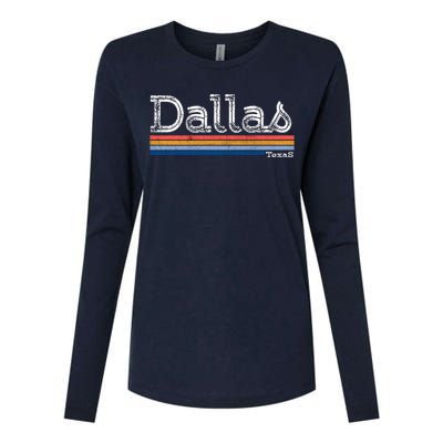 Retro Vintage 80s Style Dallas Texas Logo Womens Cotton Relaxed Long Sleeve T-Shirt