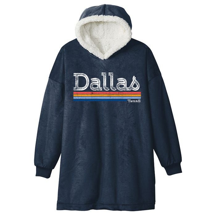 Retro Vintage 80s Style Dallas Texas Logo Hooded Wearable Blanket