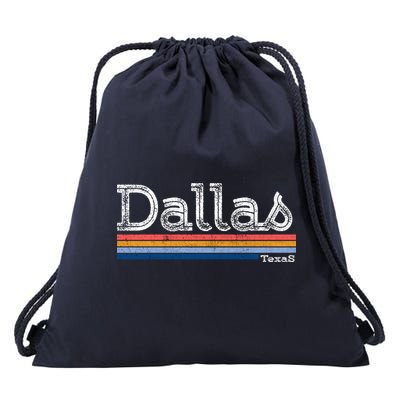 Retro Vintage 80s Style Dallas Texas Logo Drawstring Bag