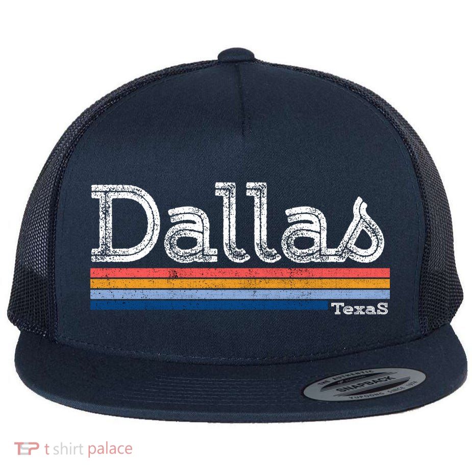 Retro Vintage 80s Style Dallas Texas Logo Flat Bill Trucker Hat
