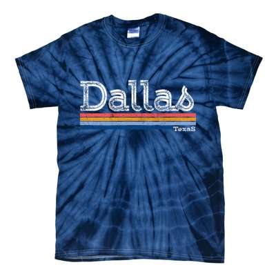 Retro Vintage 80s Style Dallas Texas Logo Tie-Dye T-Shirt